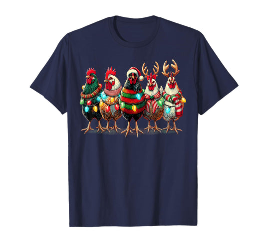 Chicken Lover Christmas Lights Farm Animal Cute Xmas T-Shirt
