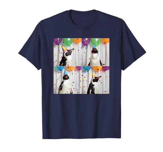 Penguin Face Zoo Animal Party Funny Bird Penguin Birthday T-Shirt