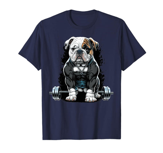 Bulldog Weightlifting Dog Funny Fitness Gym Bulldog T-Shirt