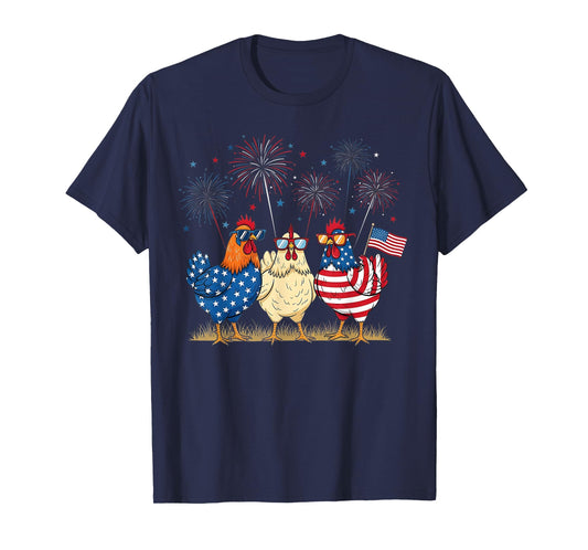Patriotic Chicken Squad July 4th Humor American Flag Women T-Shirt