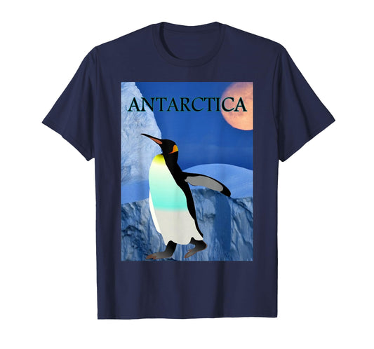 Antarctica Glacier with Penguin and Chill Out Moon T Shirt T-Shirt