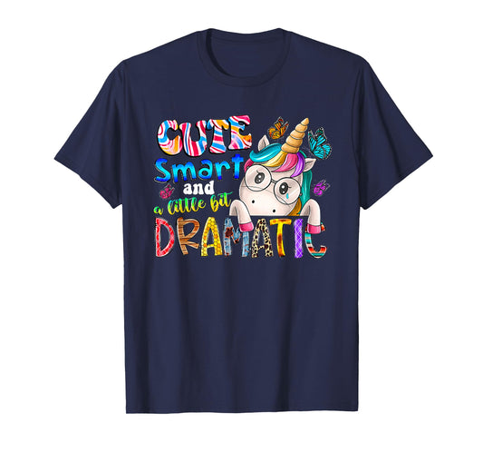 Cute smart and a little bit dramatic Funny Unicorn Kid Girls T-Shirt