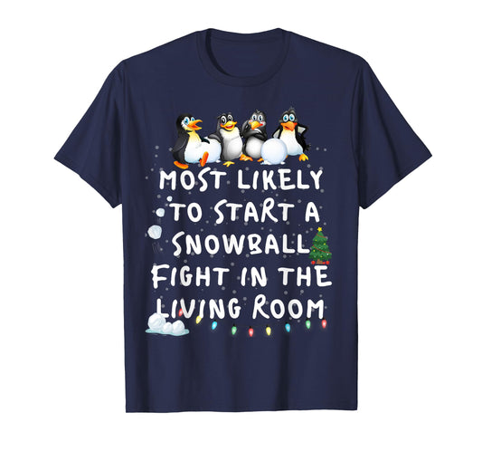 Most Likely To Funny Penguin Christmas Pajamas Family T-Shirt