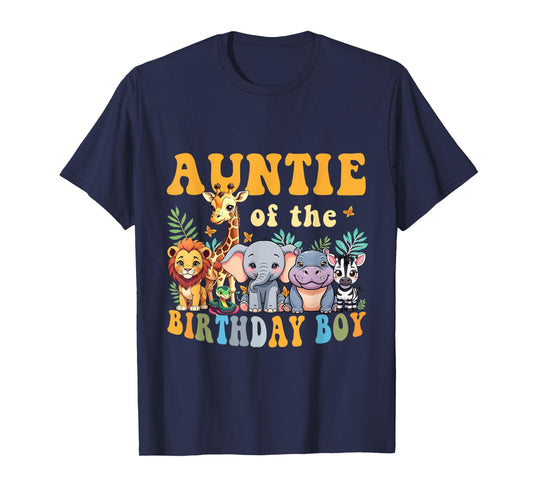 Auntie of the Birthday Boy Kid Safari Jungle Animal Matching T-Shirt