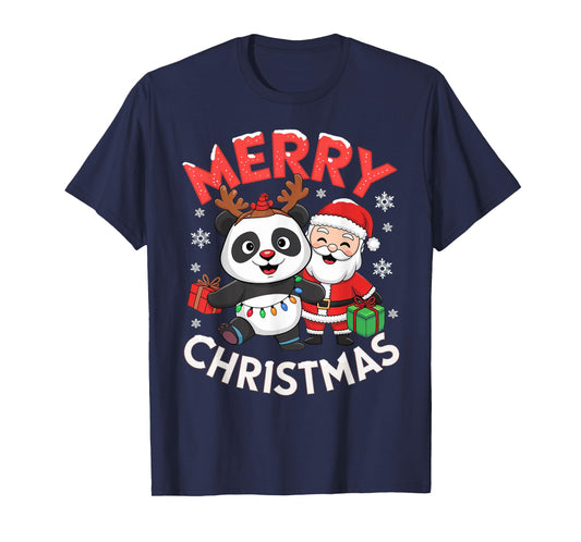 Cute Xmas Panda Santa on Panda Christmas T-Shirt