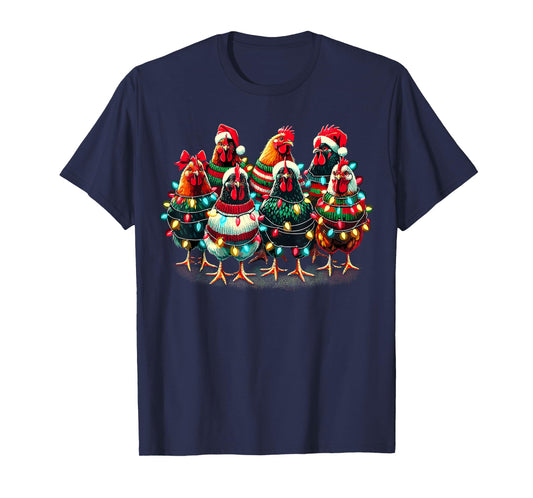 Chicken Christmas Lights Farm Animal Cute Xmas T-Shirt