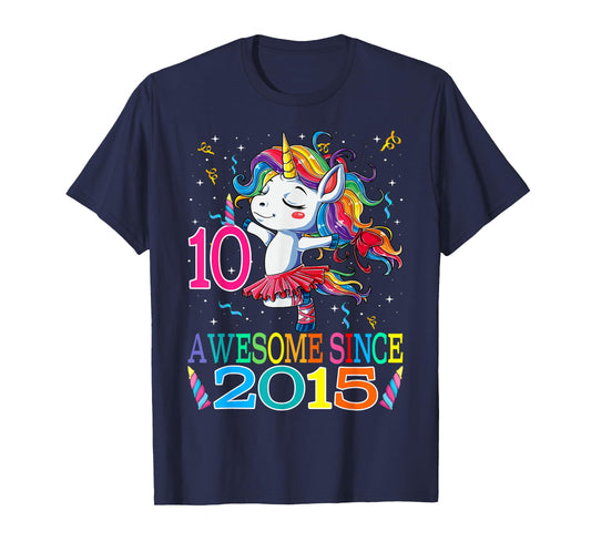 Dancing Unicorn 10 Year Old 10th Birthday Girl Unicorn Party T-Shirt