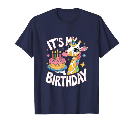 It's My Birthday Cute Giraffe Unicorn Kids Girls Birthday T-Shirt
