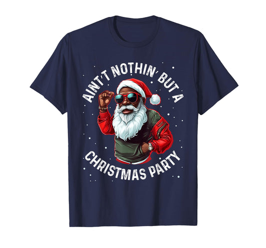 African American Santa Claus Christmas Pajama Men and Women T-Shirt