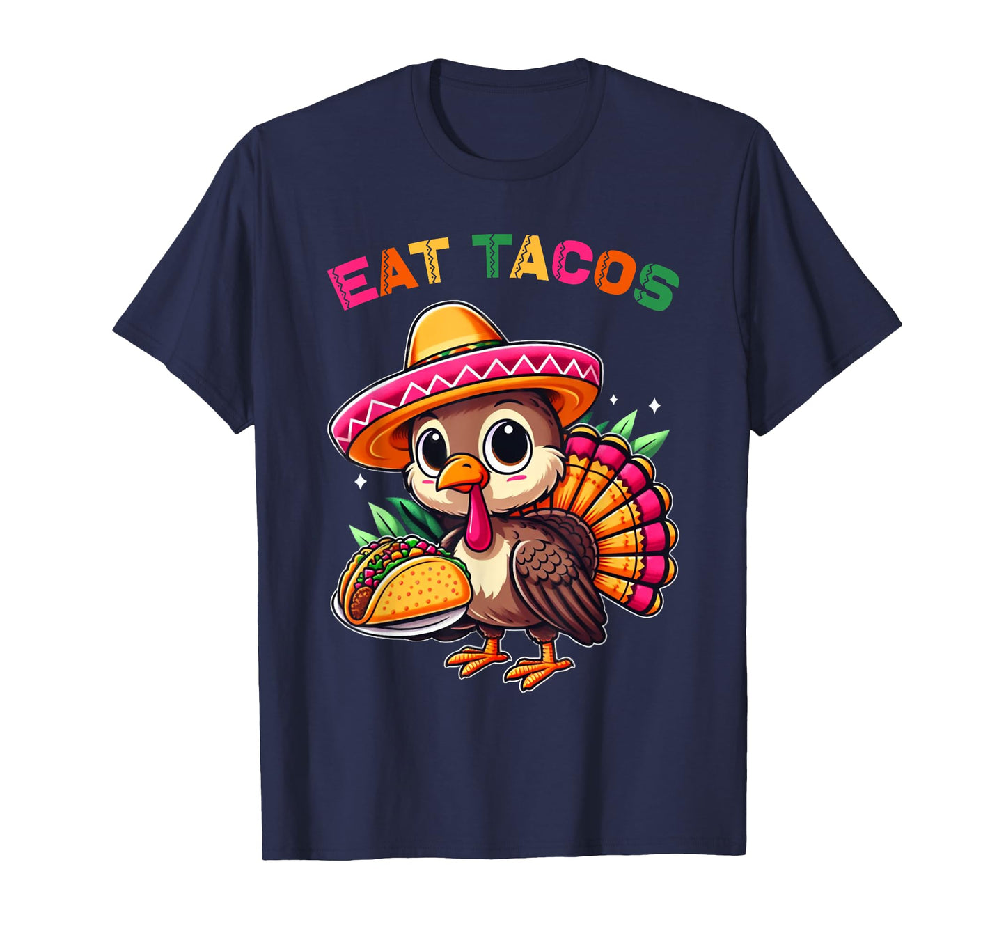 Funny Mexican Cute Turkey Eats Tacos Thanksgiving Kids Boys T-Shirt