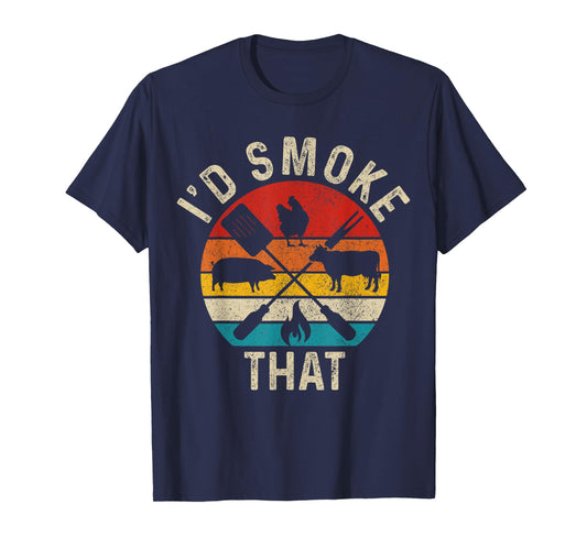 Chef Butcher BBQ I'd Smoke That Funny Father's Day Vintage T-Shirt