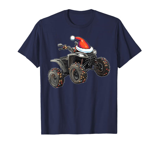 Atv Quad 4 Wheeler Christmas Hat Xmas T-Shirt