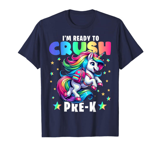 Crush Pre-K Girls Back to School Unicorn First Day Preschool T-Shirt