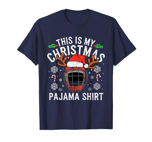 This Is My Hockey Christmas Pajama Shirt Sport Men Boys Kids T-Shirt