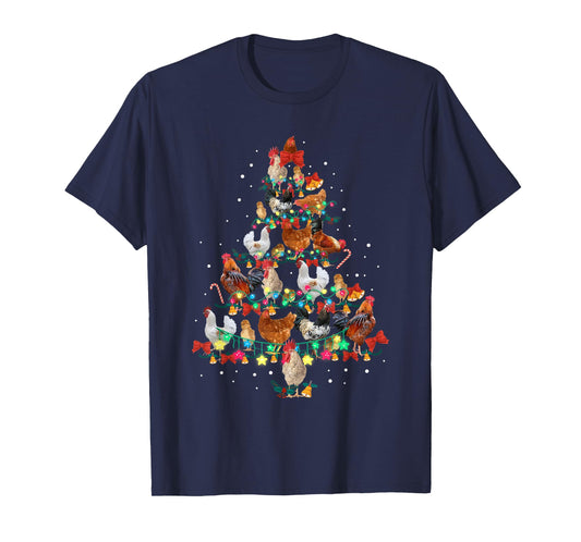 Chicken Christmas Tree Lights Xmas Kids Men Women T-Shirt
