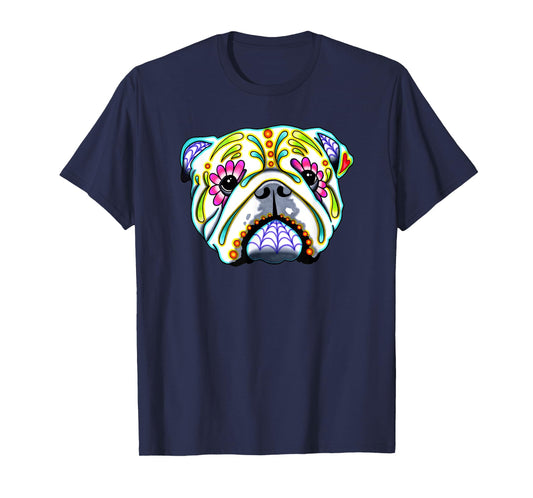 English Bulldog - Day of the Dead Sugar Skull Dog T-Shirt