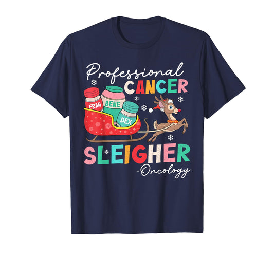 Groovy Professional Cancer Sleigher Oncology Nurse Christmas T-Shirt