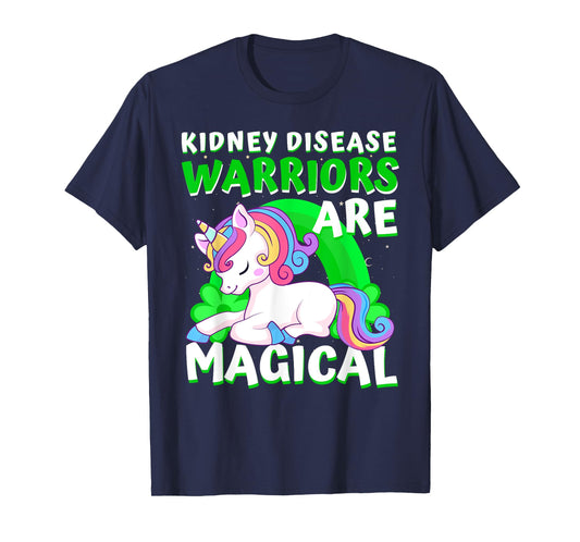 Warriors Are Magical Kidney Disease Awareness Unicorn Ribbon T-Shirt