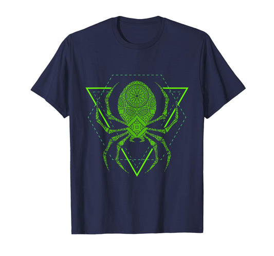 Sacred Geometry Halloween Spider Tribal Tattoo Mandala T-Shirt