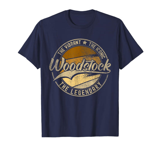 Woodstock GA | Georgia | Vintage Distressed T-Shirt, Small, Black