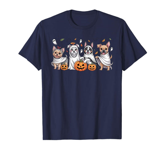 Dogs Ghosts Cute Dogs Dressed As Ghost Funny Halloween Dog T-Shirt