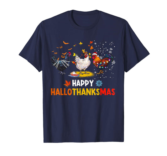 Chicken Halloween Happy Hallothanksmas Autumn Thanksgiving T-Shirt