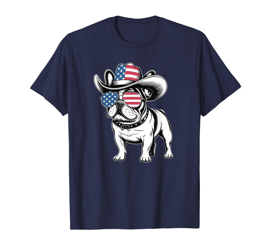 French Bulldog American Flag 4th of July Frenchie T-Shirt