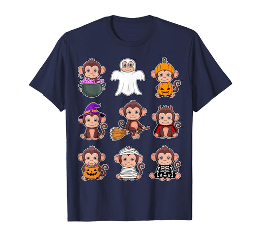 Monkey Halloween Costume Spooky Ghost Monkey Halloween T-Shirt