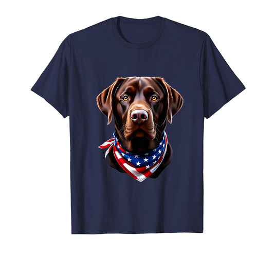 Chocolate Lab American Flag 4th Of July Chocolate Labrador T-Shirt