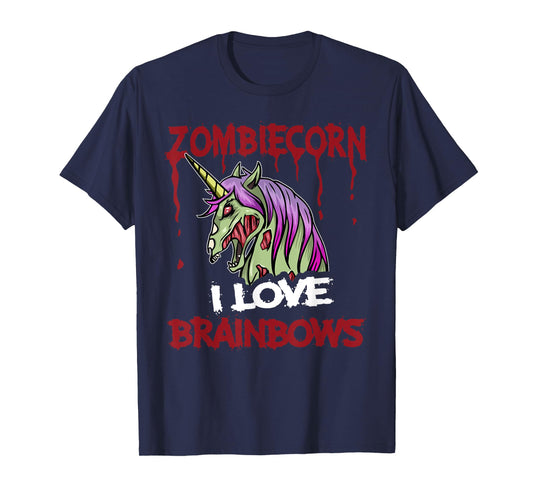 Zombie Unicorn I Love Brainbows Brains Funny Gothic Goth T-Shirt