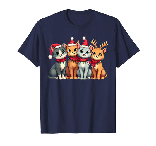 Santa Cat Light Gorgeous Reindeer Pajama Cat Christmas Pj T-Shirt for Men Women Kids
