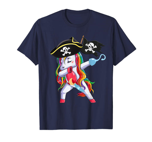 Halloween Dabbing Cute Pirate Unicorn Apparel Kids Girls T-Shirt