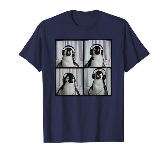 Penguin With Headphones Autism Sensory Zoo Penguin Lover T-Shirt