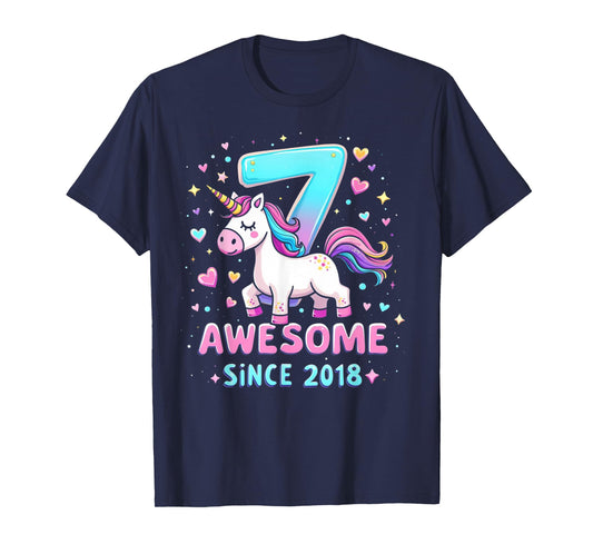 7 Year Old Unicorn Gifts For Girls 7th Birthday Girl Party T-Shirt