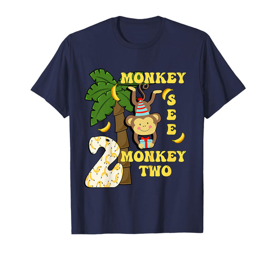 2 Years Old Monkey Party Themes 2nd Birthday T-Shirt