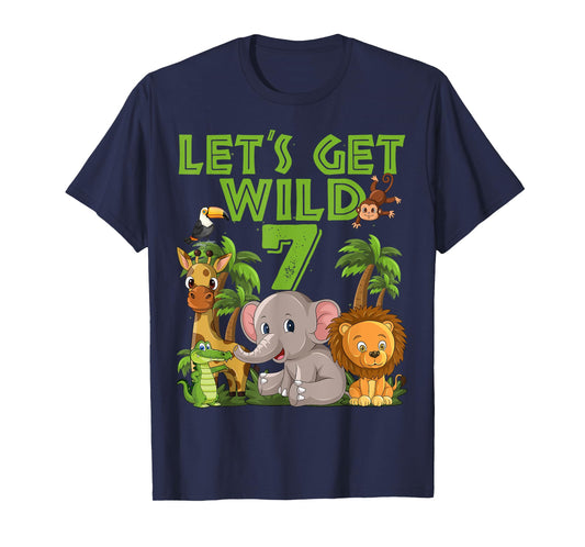 7 Year Old Zoo Birthday Safari Jungle Animal 7th B-day T-Shirt