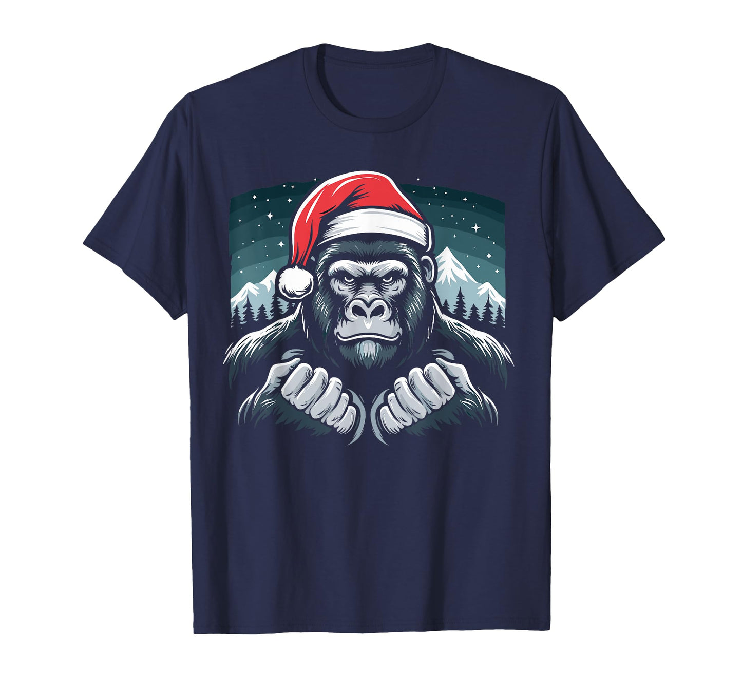 Gorilla Christmas Santa Hat Gorilla For Men Primate Animal T-Shirt