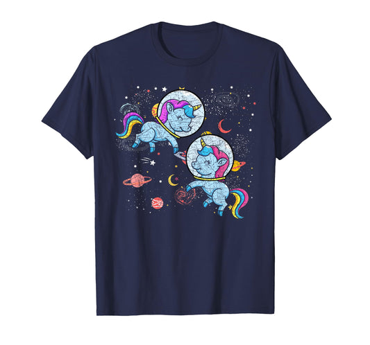 Moon Astronaut Outer Space Planets Magical Unicorn T-Shirt