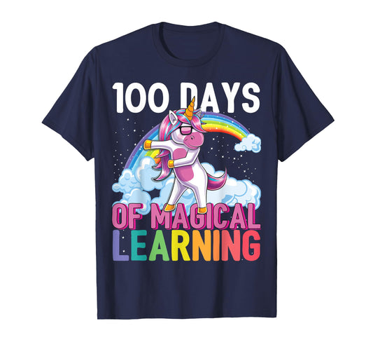 100 Days of Magical Learning Flossing Unicorn School Shirt T-Shirt