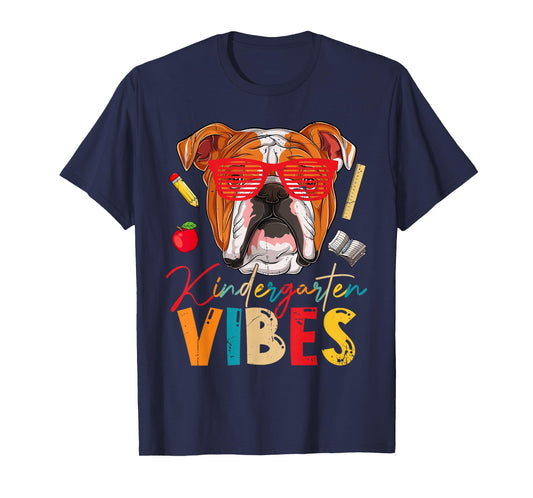 Kindergarten Vibes English Bulldog Dog First Day Of School T-Shirt
