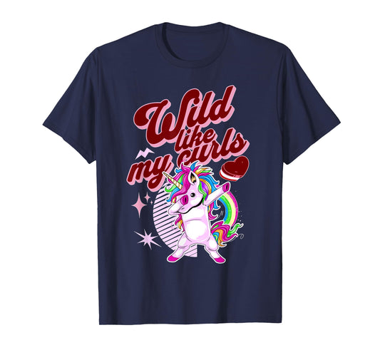 Wilds Like My Curls Toddler Cute Unicorn Curly Haired Retro T-Shirt