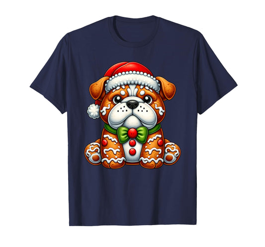 Gingerbread Man English Bulldog Christmas Womens Mens Kids T-Shirt