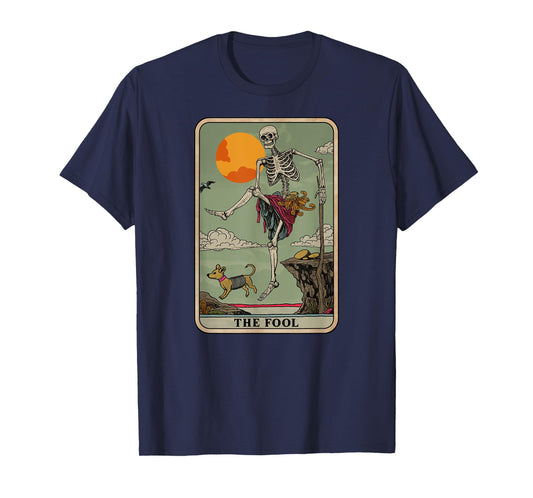 Skeleton Tarot Card The Fool Riding Unicorn Design T-Shirt