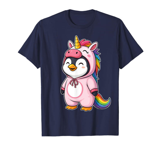 Kawaii Penguin In Unicorn Costume for Girls kids Penguin T-Shirt