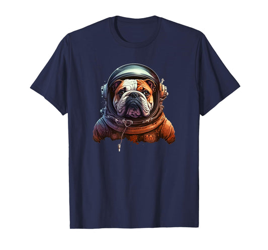 Funny Bulldog Dog Astronaut In the Space T-Shirt
