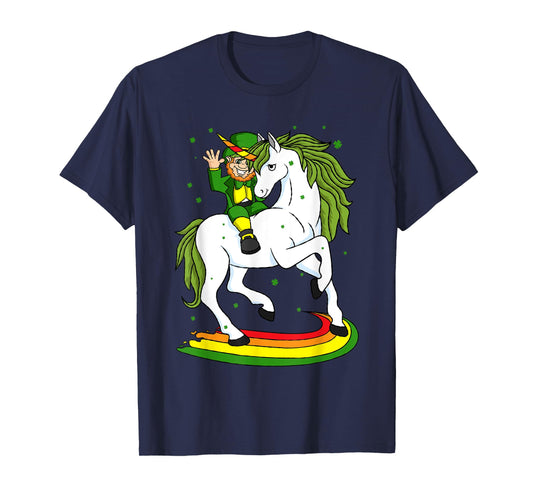 Leprechaun Riding A Magical St Patrick's Day Unicorn Gift T-Shirt