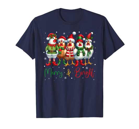 Funny Chicken Christmas Lights Farm Animal Cute Xmas Holiday T-Shirt