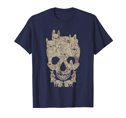 French Bulldog Skull Halloween Skeleton Frenchie Dog Men Women Kids T-Shirt