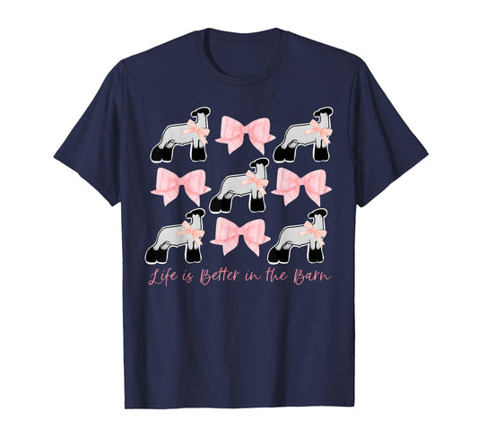 Coquette Bow Show Lamb Breeder Stock Show Mom Livestock T-Shirt