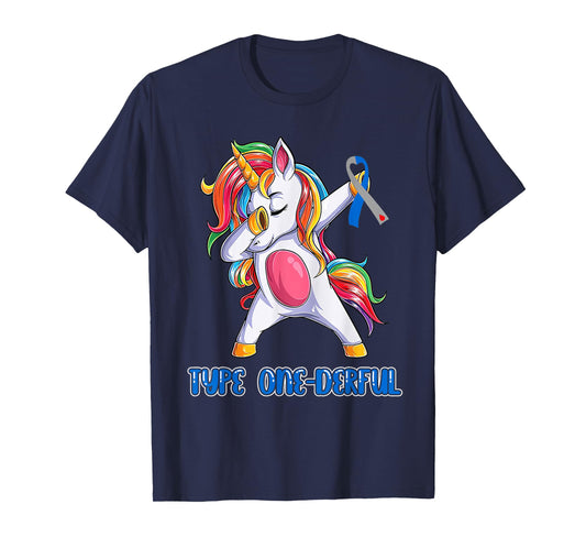 Type 1 Diabetes Awareness Ribbon T1D Unicorn Girls Boys T-Shirt